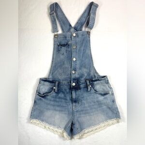 MOSSIMO SUPPLY CO. Junior‎ Girl's Super Stretch Denim Lace Hem Shortalls Size M